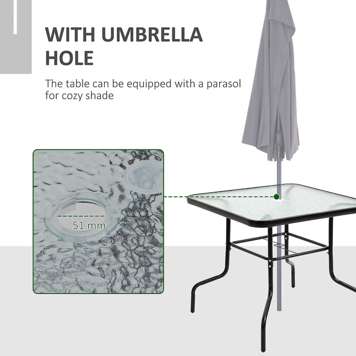 Outsunny 5 Piece Garden Dining Furniture Set w/ 4 Folding Chairs & Parasol Hole