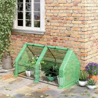 Outsunny Mini Small Greenhouse with Steel Frame & PE Cover & Window, Green