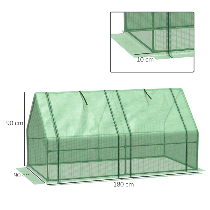 Outsunny Mini Small Greenhouse with Steel Frame & PE Cover & Window, Green