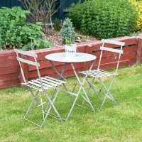 Manarola 3 Piece Garden Foldable Metal Bistro Dining Set - Grey