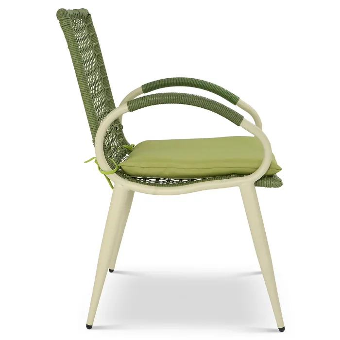 Nissi Outdoor 5-Piece Rattan Wicker Glass Table Dining Set Green