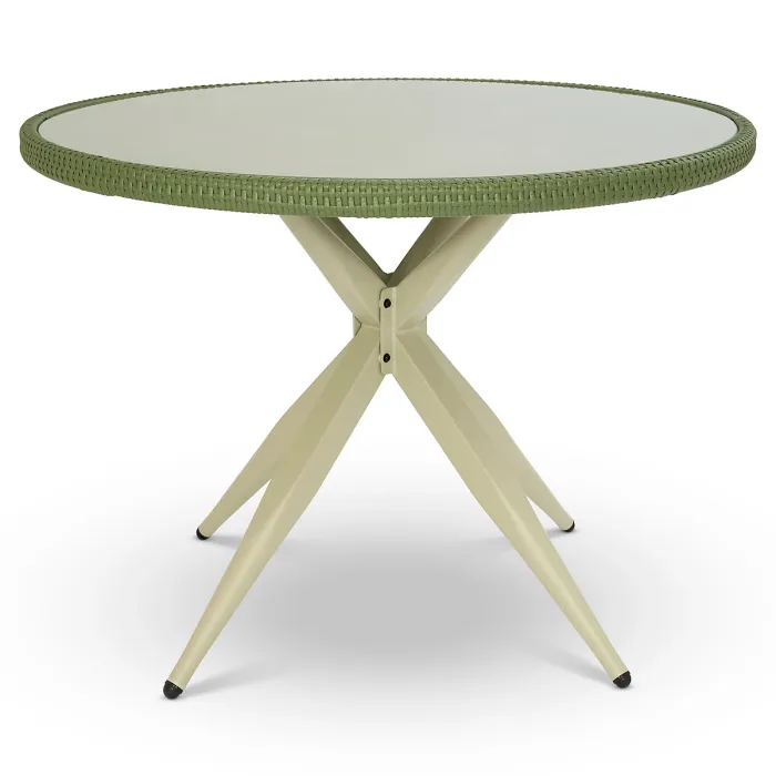 Nissi Outdoor 5-Piece Rattan Wicker Glass Table Dining Set Green