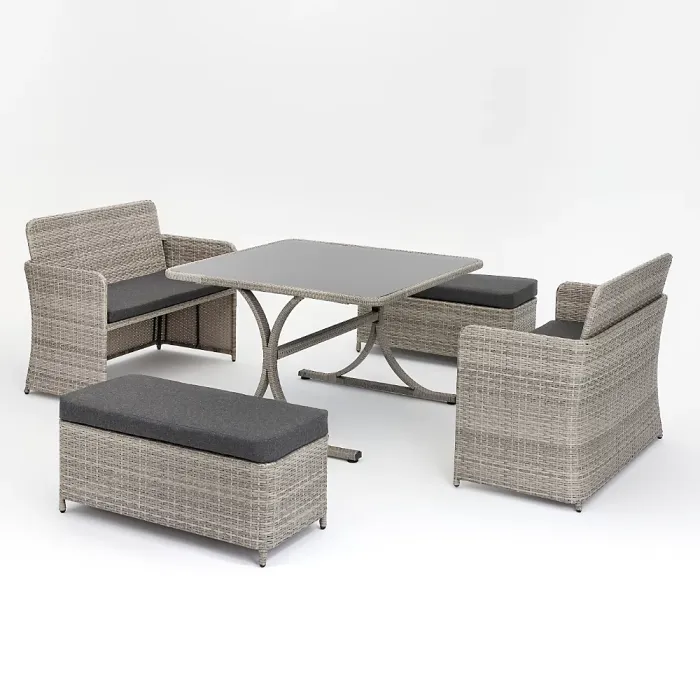 Trinity Garden Cube Set with Bench, Grey