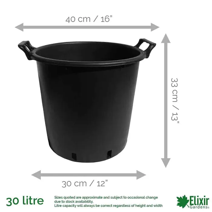 Elixir Gardens Heavy Duty 30 Litre Tree & Shrub Patio Recycled Plastic Container Pots/Tubs with Handles x9