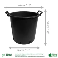 Elixir Gardens Heavy Duty 30 Litre Tree & Shrub Patio Recycled Plastic Container Pots/Tubs with Handles x10