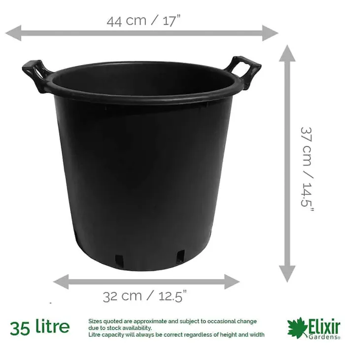 Elixir Gardens Heavy Duty 35 Litre Tree & Shrub Patio Recycled Plastic Container Pots/Tubs with Handles x4