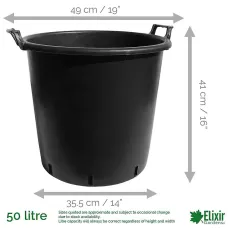 Elixir Gardens Heavy Duty 50 Litre Tree & Shrub Patio Recycled Plastic Container Pots/Tubs with Handles x10