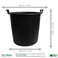 Elixir Gardens Heavy Duty 70/75 Litre Tree & Shrub Patio Recycled Plastic Container Pots/Tubs with Handles x1