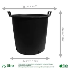 Elixir Gardens Heavy Duty 70/75 Litre Tree & Shrub Patio Recycled Plastic Container Pots/Tubs with Handles x9