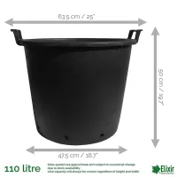 Elixir Gardens Heavy Duty 110 Litre Tree & Shrub Patio Recycled Plastic Container Pots/Tubs with Handles x1