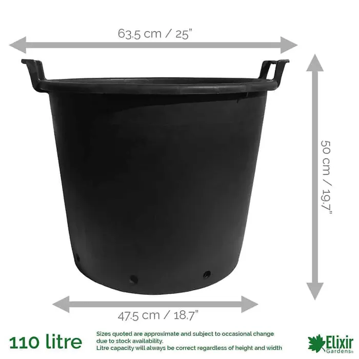 Elixir Gardens Heavy Duty 110 Litre Tree & Shrub Patio Recycled Plastic Container Pots/Tubs with Handles x2