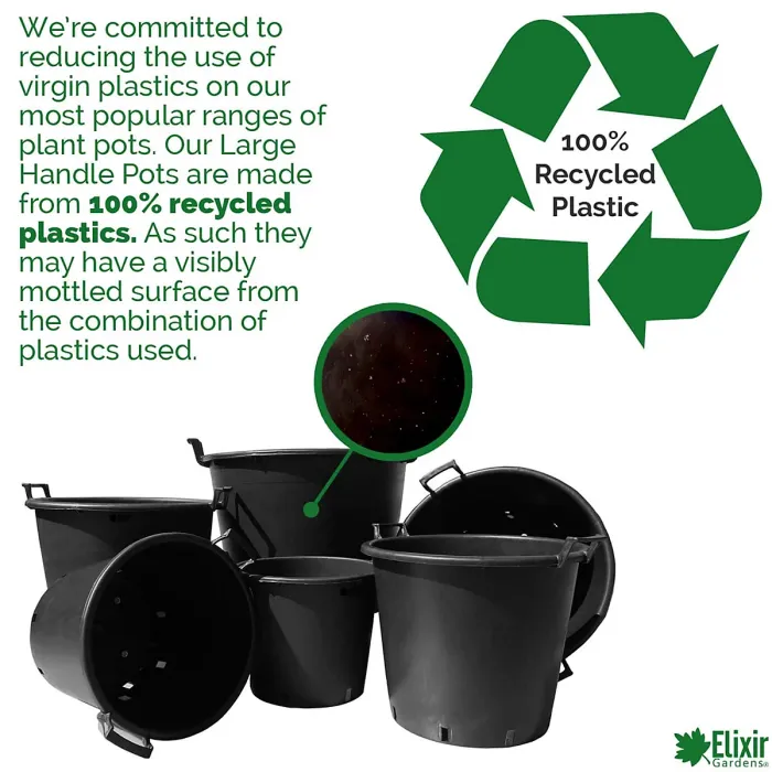 Elixir Gardens Heavy Duty 110 Litre Tree & Shrub Patio Recycled Plastic Container Pots/Tubs with Handles x5