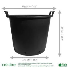 Elixir Gardens Heavy Duty 110 Litre Tree & Shrub Patio Recycled Plastic Container Pots/Tubs with Handles x6