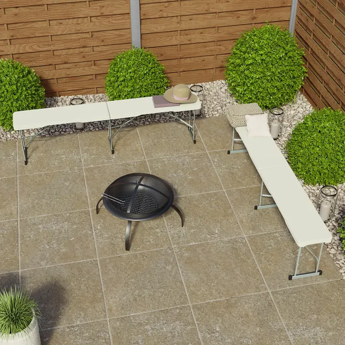 Home Vida 6ft Indoor & Outdoor Folding Bench Set of 2