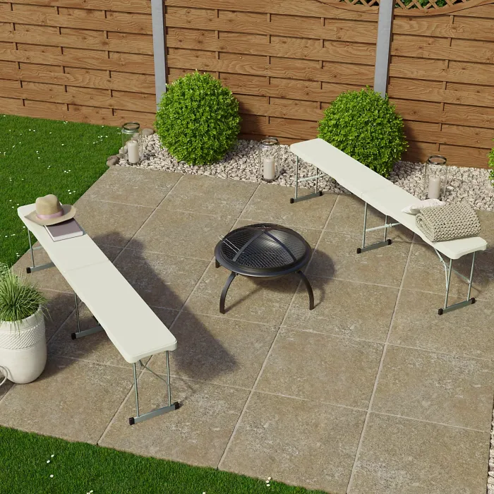 Home Vida 6ft Indoor & Outdoor Folding Bench Set of 2