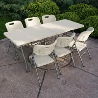 Home Vida Folding 7 Piece Set - 6ft Heavy Duty Portable Folding Table & Chairs - Ready Assembled