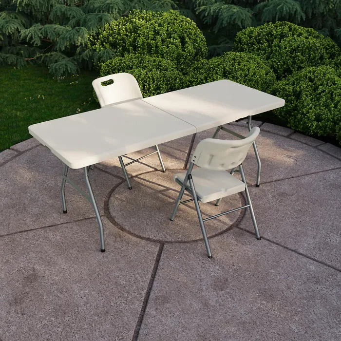 Home Vida Folding 3 Piece Set - 6ft Heavy Duty Portable Folding Table & Chairs - Ready Assembled