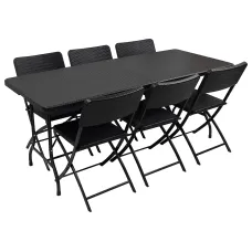 Woodside Rattan Table & Chairs - 6ft table & 6 Chairs