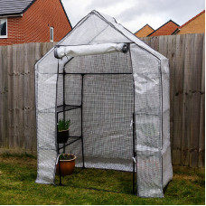 Woodside Walk-in Greenhouse with Netted PE Cover, 143x73x195cm