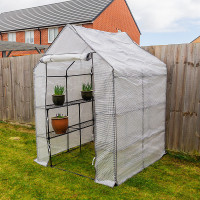 Woodside Walk-in Greenhouse with Netted PE Cover, 143x143x195cm