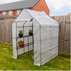 Woodside Walk-in Greenhouse with Netted PE Cover, 143x143x195cm