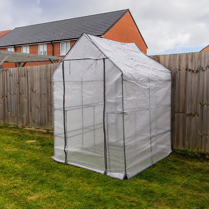 Woodside Walk-in Greenhouse with Netted PE Cover, 143x143x195cm