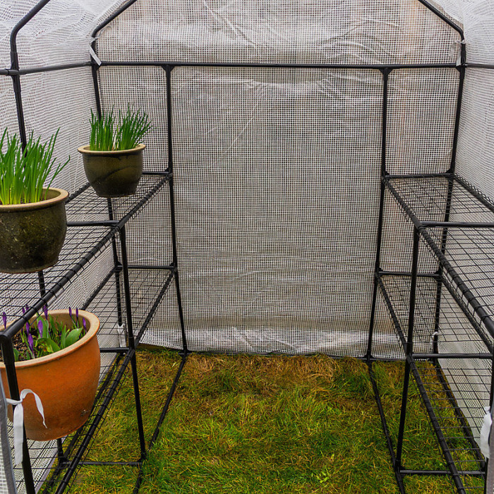 Woodside Walk-in Greenhouse with Netted PE Cover, 143x143x195cm