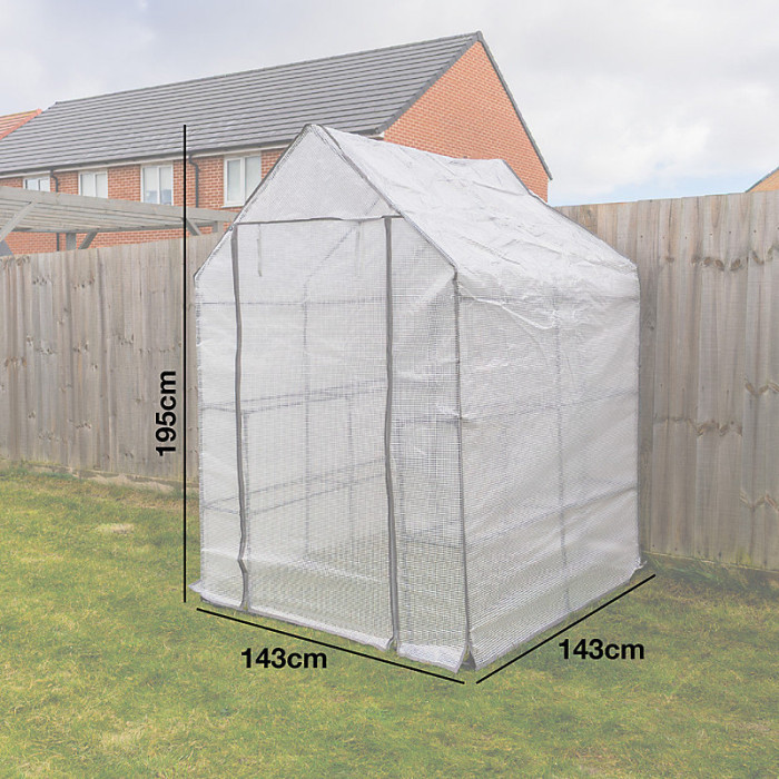 Woodside Walk-in Greenhouse with Netted PE Cover, 143x143x195cm