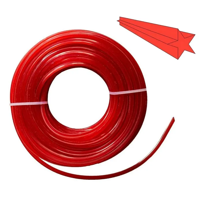 2.0 mm x 15 m Nylon Strimmer Trimmer Line Star Shaped Heavy Duty Brush Cutter Wire - Red