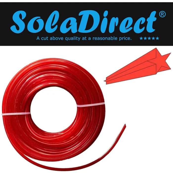 2.4 mm x 15 m Nylon Strimmer Trimmer Line Star Shaped Heavy Duty Brush Cutter Wire - Red