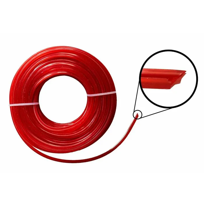 2.4 mm x 15 m Nylon Strimmer Trimmer Line Star Shaped Heavy Duty Brush Cutter Wire - Red