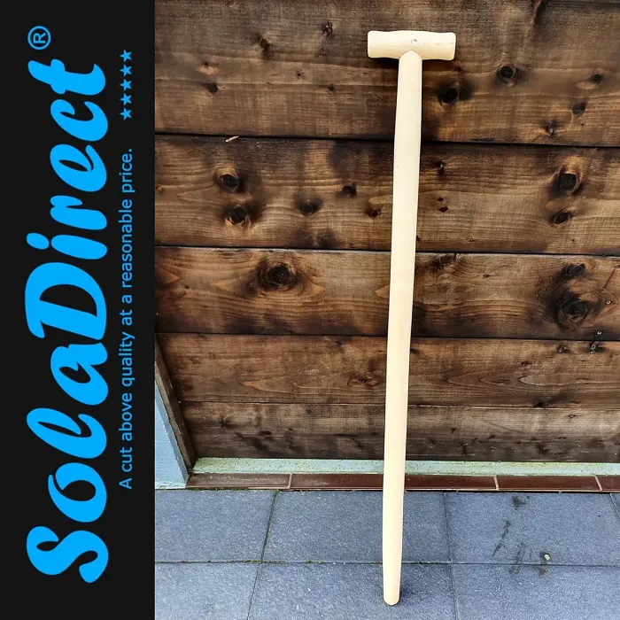 T Type Wooden Shaft Handle 100 cm / 39 in - Hardwood Replacement Handle for Shovel, Spade, Fork - 40 mm to 25 mm Tapered Handle