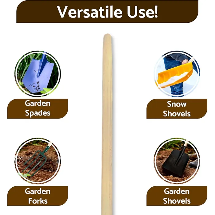 T Type Wooden Shaft Handle 100 cm / 39 in - Hardwood Replacement Handle for Shovel, Spade, Fork - 40 mm to 25 mm Tapered Handle