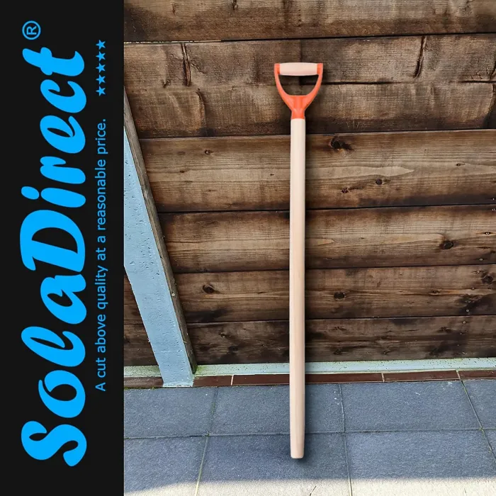D Type Wooden Shaft Handle 100 cm / 39 in - Hardwood Replacement Handle for Shovel, Spade, Fork - 40 mm to 25 mm Tapered (Plastic)
