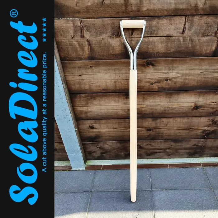 D Type Wooden Shaft Handle 100 cm / 39 in - Hardwood Replacement Handle for Shovel, Spade, Fork - 40 mm to 25 mm Tapered (Metal)