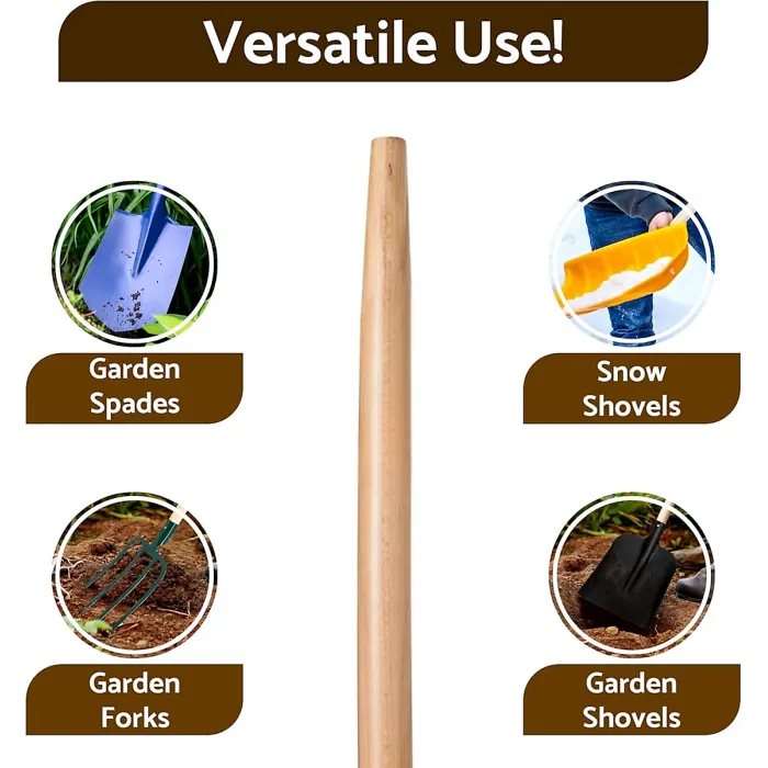 Lacquered Beechwood Shovel Handle 100 cm / 39 in - Ergonomic T-Grip Wooden Shaft for Spade, Fork, Shovel - 40 mm to 30 mm Tapered