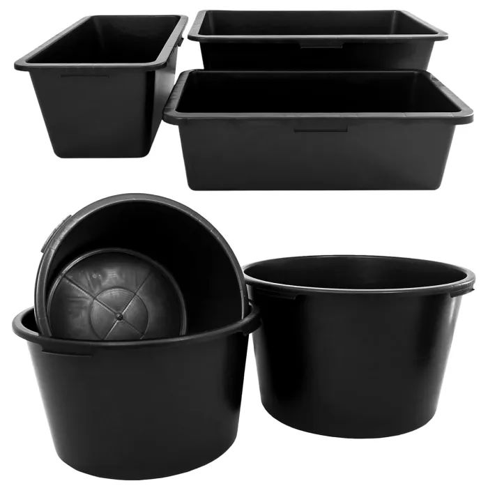40 Litre Heavy Duty Multi Tub Bucket - 71 x 40 x 22 cm Rectangular Black Utility Container for Agriculture, Gardening, Equestrian