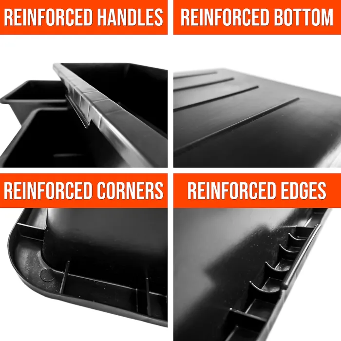 60 Litre Heavy Duty Multi Tub Bucket - 73 x 38 x 29 cm Rectangular Black Utility Container for Agriculture, Gardening, Equestrian