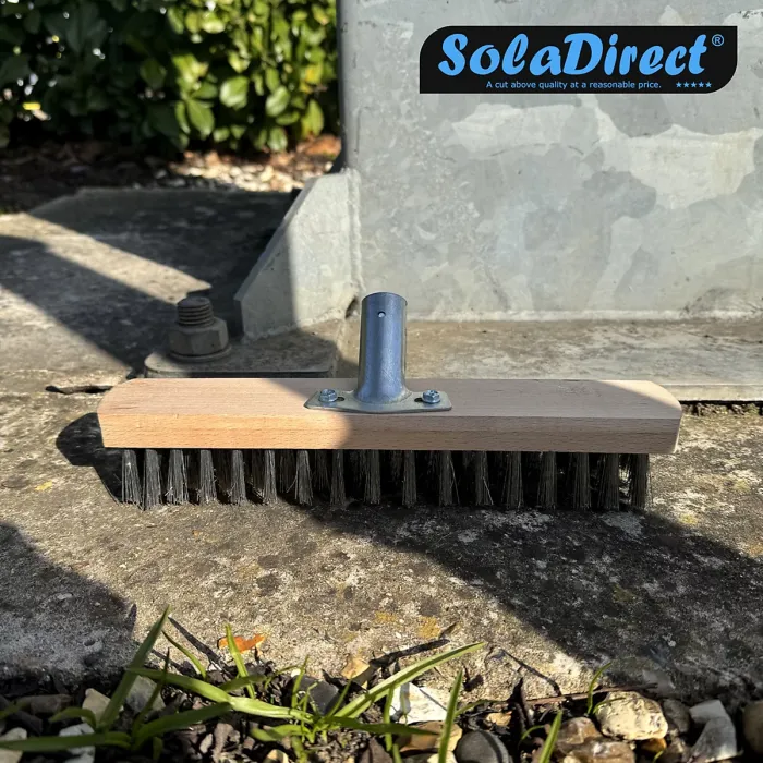 Heavy Duty Wire Broom Deck Scrub Brush Head, Garden Broom with Metal Wire Bristles - 30 cm / 12" Stiff Outdoor Brush