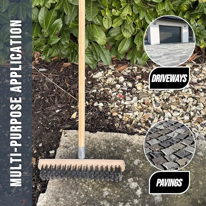 Heavy Duty Wire Broom Deck Scrub Brush Head, Garden Broom with Metal Wire Bristles - 30 cm / 12" Stiff Outdoor Brush