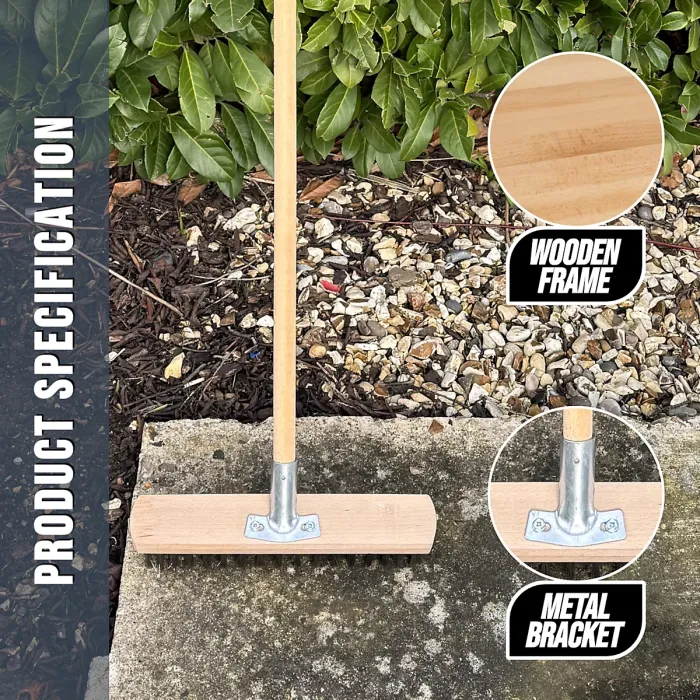 Heavy Duty Wire Broom Deck Scrub Brush Head, Garden Broom with Metal Wire Bristles - 30 cm / 12" Stiff Outdoor Brush