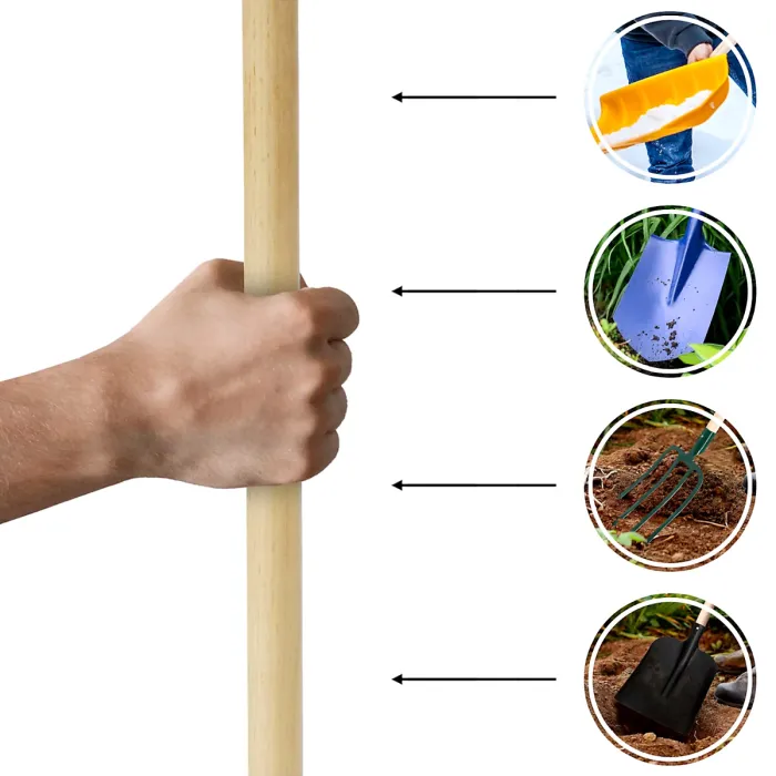 2 x Hardwood Rake Handle Replacement 120 cm / 47" Long Wooden Shaft for Hoe, Broom, Spade, Shovel, Fork - Durable Garden Pole