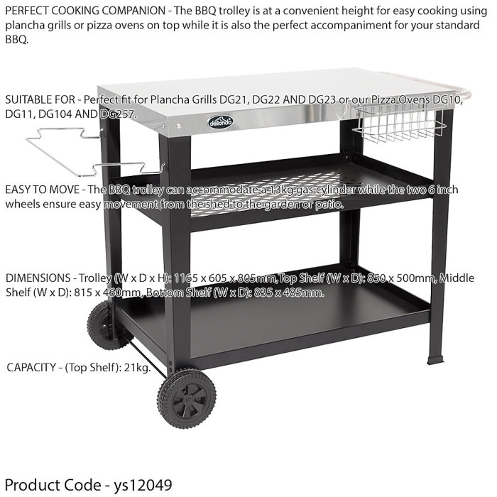 Versatile Stainless Steel BBQ and Grill Trolley for Outdoor Cooking and Food Prep