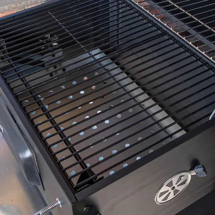 Samuel Alexander 115x46x106cm Black Steel Portable Rectangular BBQ Trolley with Thermometer Gauge and Cover