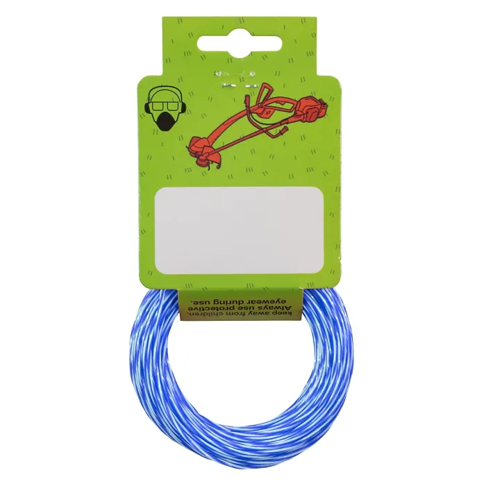 15m x2.00mm of strimmer/trimmer line,blue/white twist line gives you more cutting edge for cleaner and quicker cut