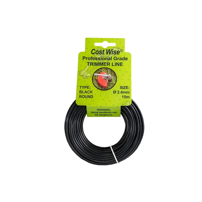 PACK OF 2, black strimmer/trimming line/cord (2.4mm) 15m lengths x 2