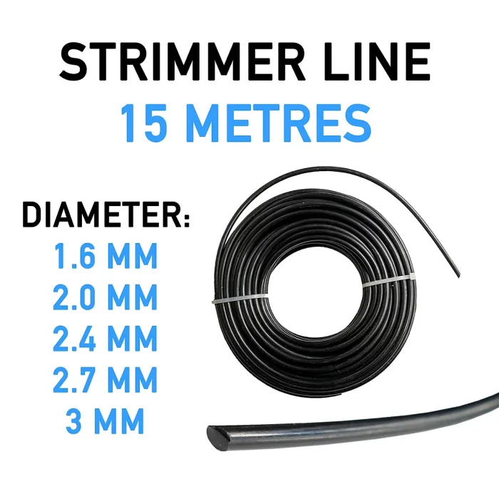 PACK OF 2, black strimmer/trimming line/cord (2.7mm) 15m coils x 2
