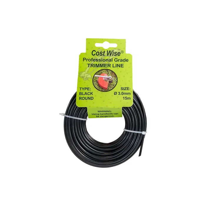 PACK OF 2, black strimmer/trimming line/cord (3.0mm) 15m coils x 2
