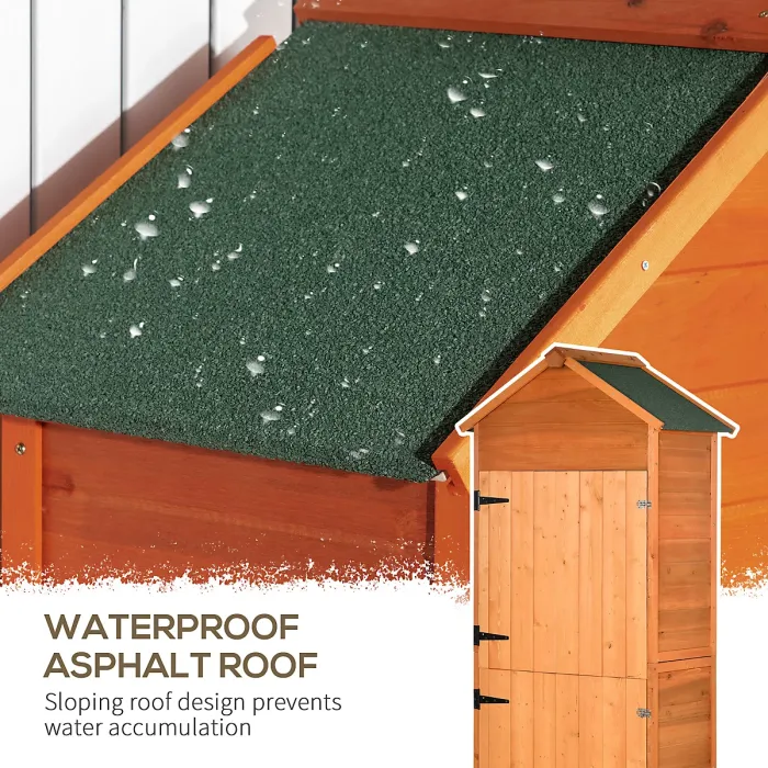 Outsunny Wooden Garden Shed Outdoor Shelves Utility Tool Storage Cabinet Orange