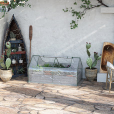 Outsunny Raised Garden Bed Planter Box with Greenhouse, Large Window, Clear